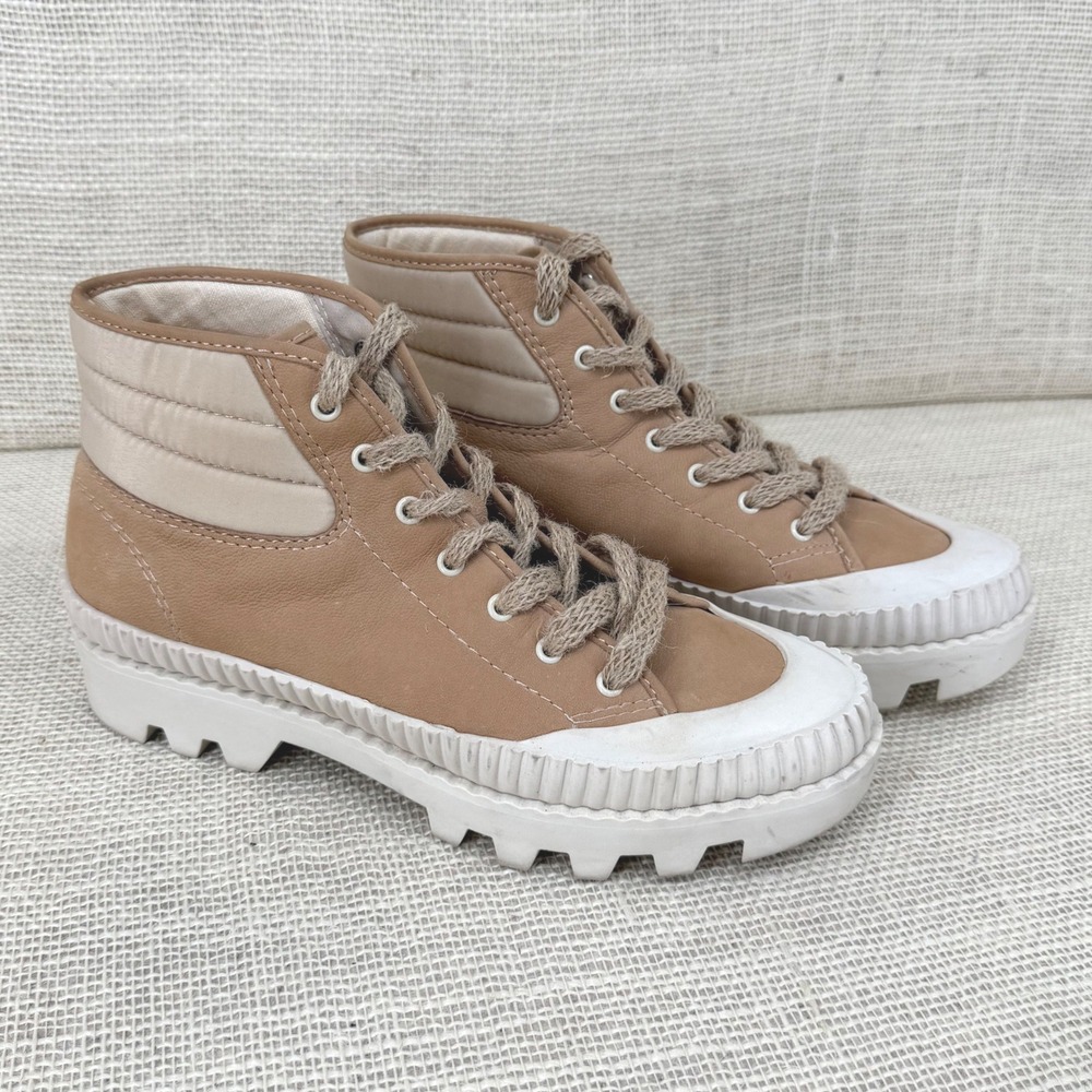 Dolce Vita H2O Waterproof Tan Leather High Top Platform Lug Sole Sneaker 8.5‎